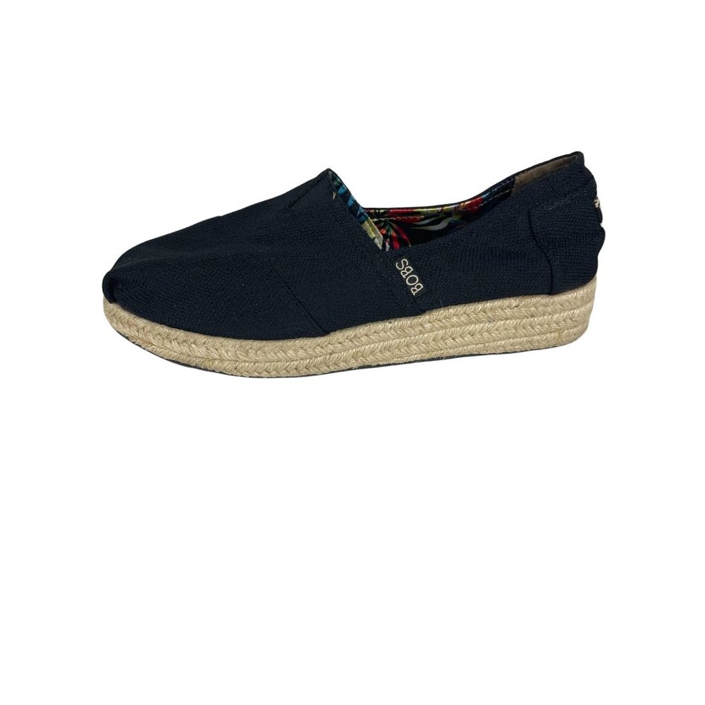 BOBS Womens Highlights High Jinx Espadrilles Wedges Size 9 Black Shoes